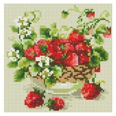 Алмазная мозаика на холсте 20х20 см Белоснежка 476-ST-PS Садовая земляника