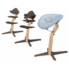 Детский стульчик Evomove Nomi от 0 мес до 12 лет с белым основанием (комплект) кофе; текстиль - лазурь