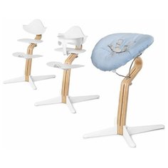 Детский стульчик Evomove Nomi от 0 мес до 12 лет с белым основанием (комплект) белый; текстиль - лазурь