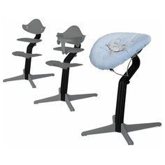 Детский стульчик Evomove Nomi от 0 мес до 12 лет с черным основанием (комплект) серый; текстиль - лазурь