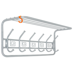 ВСПА 203 БС Вешалка "Ажур" с полкой 80 см, с 7-ю крючками, настенная, цвет белое серебро "Антик" ЗМИ