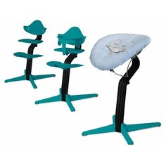 Детский стульчик Evomove Nomi от 0 мес до 12 лет с черным основанием (комплект) океан; текстиль - лазурь