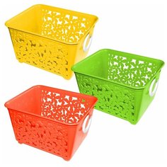 Мини-корзина д/мелочей "Цветы" прям.14*11,5см 3 цв МультиДом