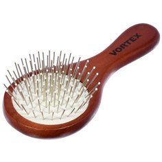 Расческа массажная дерев. "Круг" 15 СМ, зубчики металл. "VORTEX" 51011