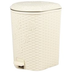 Контейнер для мусора 12 Л С педалью "плетенка" (слон.кость) "альтернатива" М2048 Alternativa