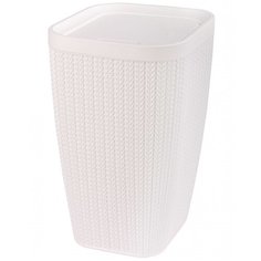 Контейнер для мусора 10 Л "вязаное плетение" С плавающей крышкой (белый) "альтернатива" М7487 Alternativa