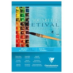 Альбом для акварели 10л., А3, на склейке Clairefontaine "Etival", 200г/м2, холодное прессование