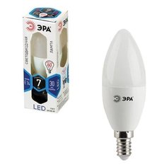 Лампа светодиодная ЭРА, 7 (60) Вт, цоколь E14, "свеча", холодный белый свет, 30000 ч., LED smdB35-7w-840-E14 ERA