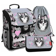 Ученический ранец с пластиковым дном ErichKrause® ErgoLine® 16L Mimi Dog с наполнением