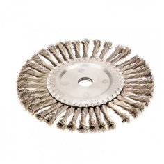 Щетка для УШМ, 200 мм, "Плоская", крученая нержавеющая проволока 0.5 мм, посадка 22,2 мм// Denzel