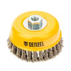 Щетка для УШМ, 125 мм, "Чашка", крученая нержавеющая проволока 0,5 мм, М14// Denzel