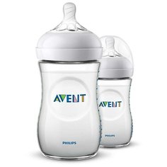 Philips AVENT Бутылочки полипропиленовые Natural SCF033/27, 260 мл, 2 шт., с 1 месяцев, бесцветный