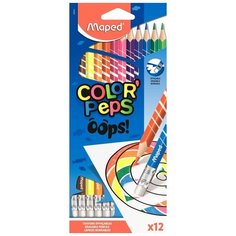 Maped Карандаши цветные Colorpeps Oops 12 цветов c ластиком (832812)