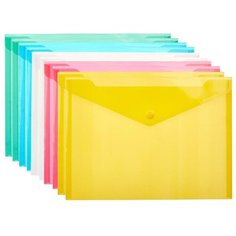 Attache Папка-конверт на кнопке B5, пластик, 10 шт в ассортименте