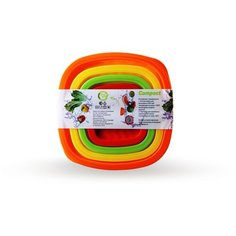 Pomi dOro Набор контейнеров Compact 0.23/0.5/0.9/1.55 л, оранжевый/желтый/зеленый/красный