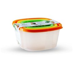 Pomi dOro Набор контейнеров Compact 0.9/1.55/2.65 л., оранжевый/желтый/зеленый
