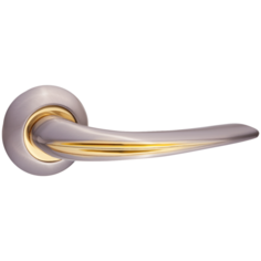 Ручка дверная "Сольо", никель матовый/латунь блестящая Renz