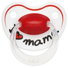 Пустышка силиконовая ортодонтическая Bibi Happiness Mama 0-6 м, белый / красный