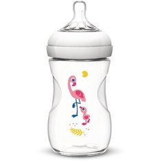 Philips AVENT Бутылочка полипропиленовая Natural SCF627/21, 260 мл Фламинго, с 1 месяцев, бесцветный