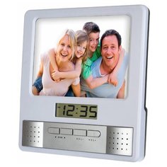 Часы-радио-фоторамка Perfeo "Foto", серебряный PF-S6005