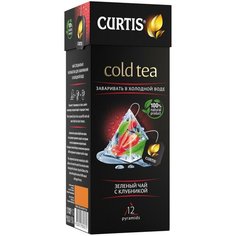 Чай зеленый Curtis Cold Tea с клубникой в пирамидках, 12 шт.