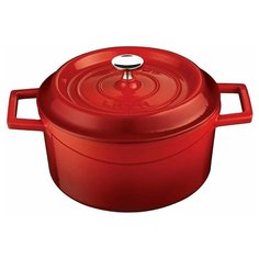 Литая чугунная кастрюля с крышкой LAVA RED 28см