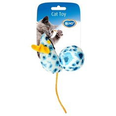 Игрушка для кошек DUVO+ с кошачьей мятой "Мышка и мячик", бело-голубая, 10х4х4см (Бельгия)
