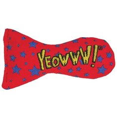 Игрушка для кошек ROSEWOOD мягкая с кошачьей мятой "Рыбка YEOWWW", красная со звёздами, 7.5х4х3см