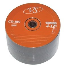 Диски CD-RW VS 700 Mb 4-12x, КОМПЛЕКТ 50 шт., Bulk, VSCDRWB5001