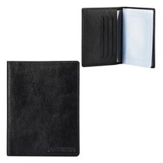 Бумажник водителя FABULA "Estet", натуральная кожа, тиснение, 6 пластиковых карманов, черный, BV.36.MN