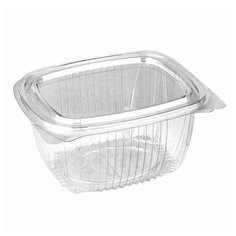 Одноразовые контейнеры прямоугольные 750 мл, КОМПЛЕКТ 75 шт., С КРЫШКОЙ, 156х129х73 мм, ПЭТ, прозрачные Стиролпласт