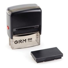 Штамп самонаборный 4-строчный, размер оттиска 38х14 мм, синий без рамки, GRM 20, КАССЫ В КОМПЛЕКТЕ, GRM20