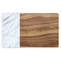 Коврик под миски TARHONG "Acacia Wood+Carrara", коричнево-белый, 48х29см