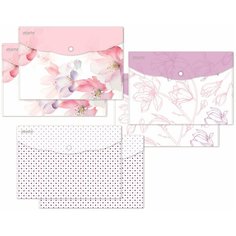 Папка-конверт на кнопке Attache Selection Flower Dreams А4 180 мкм (6 штук в упаковке)
