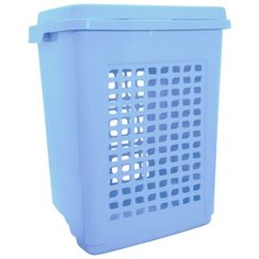 Корзина для белья BranQ коллекция Regular, с широкой крышкой, 65 л, Цвет голубой пастельный, Размер 480х370х565