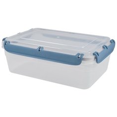 Контейнер для продуктов Plast Team коллекция BERGEN, с защелками и силиконовой вставкой, герметичный, 2,6л, цвет туманно-голубой, Размер 258х179х92