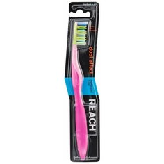 Зубная щетка средней жесткости REACH Массаж десен нейлоновая массажная щетка для зубов Рич розового цвета