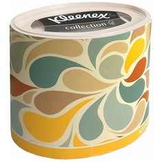 Бумажные салфетки для лица Kleenex, круглая коробка, цветные лепестки, 3-сл, 64 шт, Kimberly