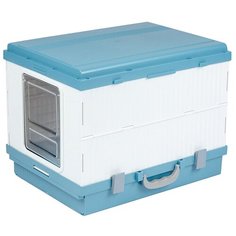 Туалет-домик для кошек складной до формы мобильного кейса STEFAN, 54х43х42, синий, AT10015