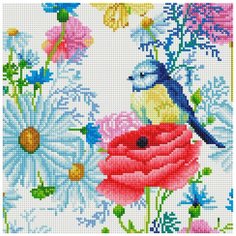 Алмазная мозаика на подрамнике ТМ Белоснежка "Ромашки и розы", 30X30 см.