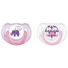 Пустышка силиконовая анатомическая Philips AVENT Дизайн SCF195/30 6-18 м, 2 шт., розовый/фиолетовый
