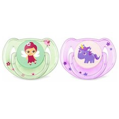 Пустышка силиконовая ортодонтическая Philips AVENT Classic SCF169/44 6-18 м, 2 шт., зеленый/фиолетовый
