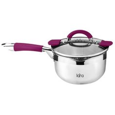 Сотейник LARA Viva LR03-19, 16 см, с крышкой, серебристый