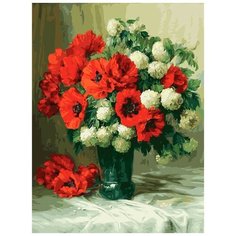 Раскраска по номерам 30х40 см 305-AS Маки и снежные шары Белоснежка