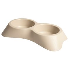 Миска для животных двойная DUVO+ , пластиковая, бежевая, 16x25x4.5см/200мл (Бельгия)