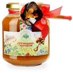 Мед Зеленая гора алтайский гречишно-луговой с деревянной ложкой 440 г