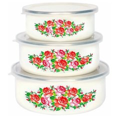 Набор эмалированных салатников EM-00003A/50 "Жостово", 3 штуки Metalloni