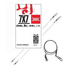 Поводки стальные Lucky John Pro Series "SSW AFW" с вертлюгом и застежкой, нейлоновое покрытие, до 9 кг, 25 см (2 штуки)