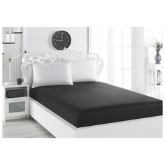 Простыня "Loft", сатин, на резинке, 240х260 см, цвет черный Karna