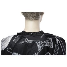 Пеньюар для стрижки "Barber Style", полиэстер, цвет черный c рисунком, 128x150 см, на крючках Dewal